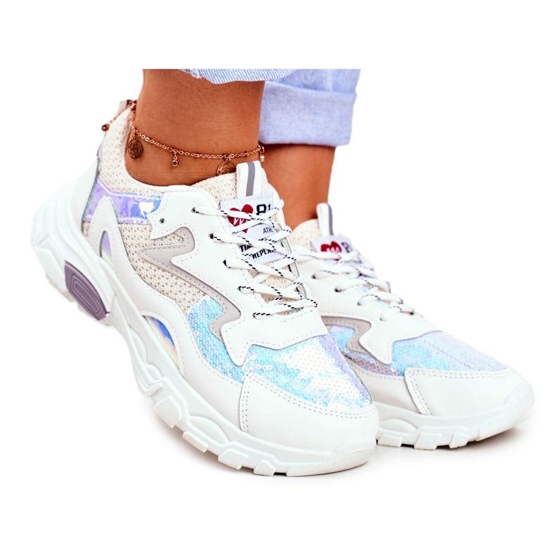 Sapatos esportivos femininos Lu Boo Branco Deslumbre-me multicolorido