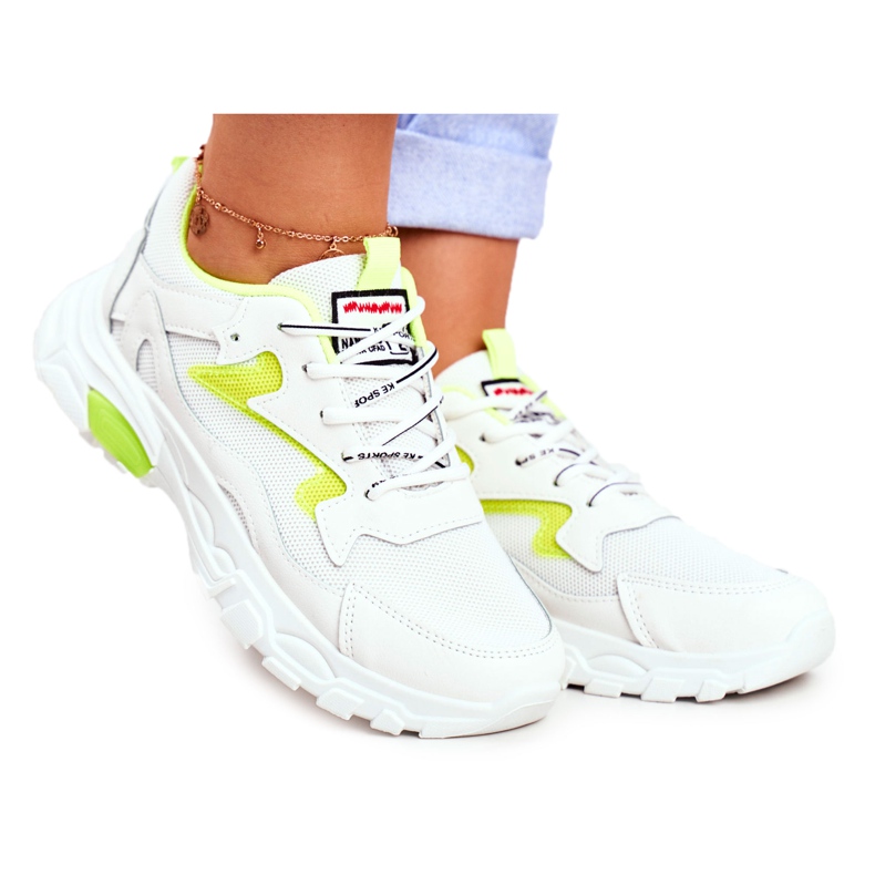 Sapatilhas desportivas femininas brancas Lu Boo Sapatilhas amarelas deslumbram-me branco amarelo