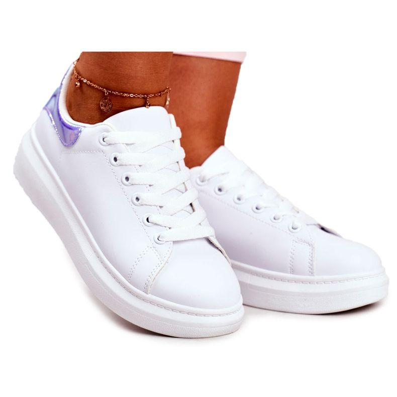 Calçados Esportivos Femininos Lu Boo Branco Metálico Azul Matilda