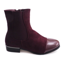 Botas de camurça Borgonha XF220 com zíper vermelho multicolorido