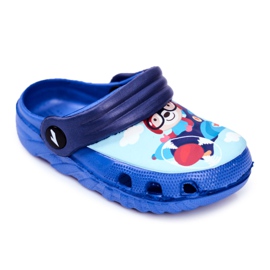 Chinelos infantis de espuma Crocs Blue Teddy Bear Pilot SuperFly azul