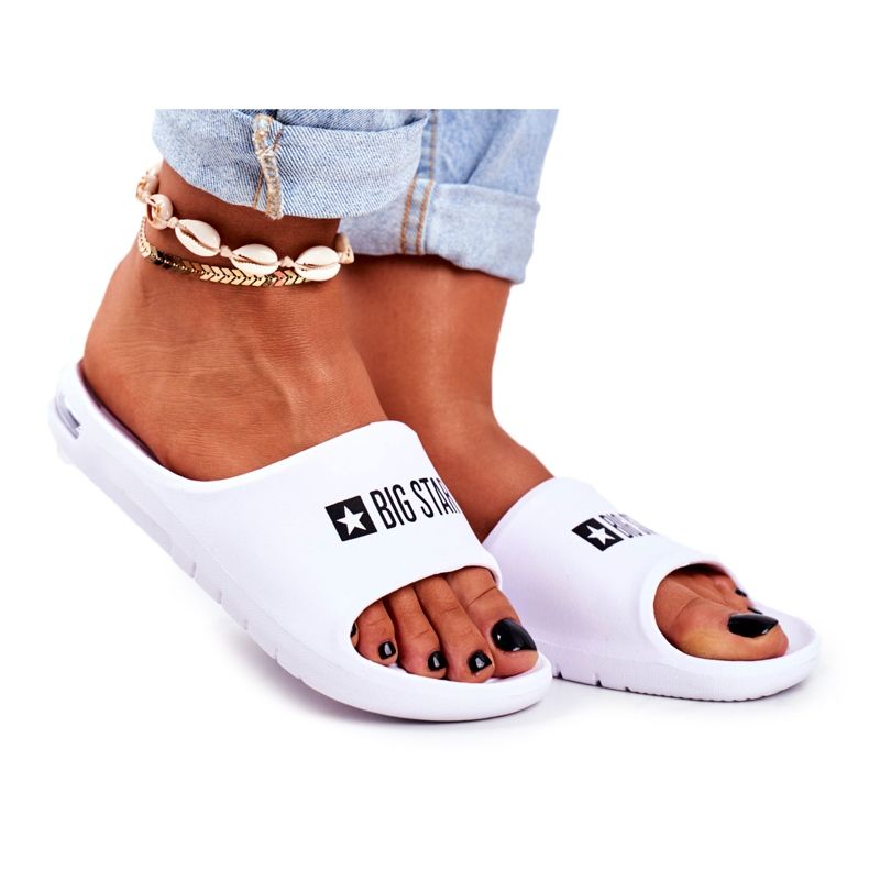 Chinelos femininos Big Star Air White GG274A026 branco