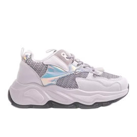 Tênis esportivos brancos com inserções RAL-63 cinza