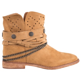 Bella Paris Botas Com Listras Decorativas castanho