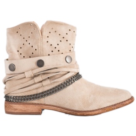 Bella Paris Botas Com Listras Decorativas bege