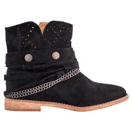 Bella Paris Botas Com Listras Decorativas preto Bella Paris Botas Com Listras Decorativas preto