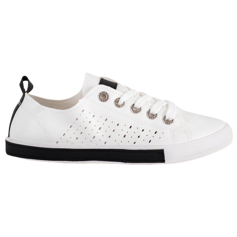 Bella Paris Tênis com padrão perfurado branco