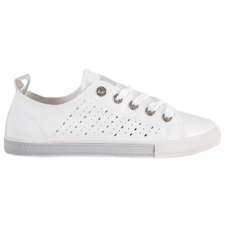 Bella Paris Tênis com padrão perfurado branco