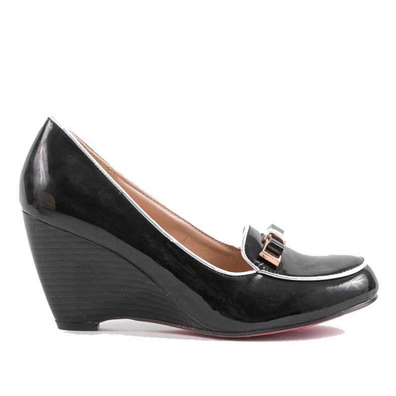 Bombas de cunha preta com arco 0088-1 preto