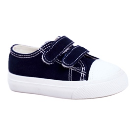 Apawwa Tênis infantil fanot azul marinho com velcro branco azul-marinho