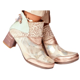 Botas femininas de salto alto Maciejka Beige 03410-04 bege verde dourado