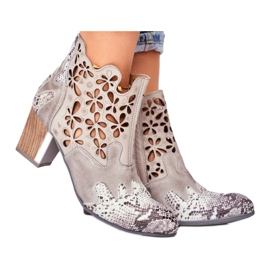 Botas femininas de salto alto Maciejka Spring Grey 04369-13 cinza Botas femininas de salto alto Maciejka Spring Grey 04369-13 cinza