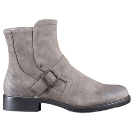 J. Star Botas de salto plano cinza