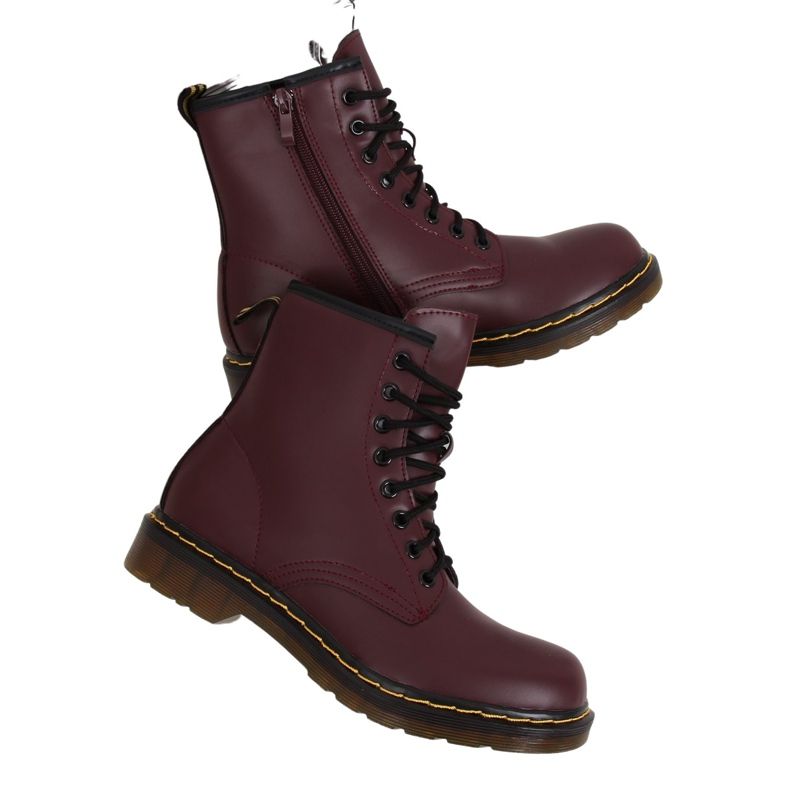 Botas de amarrar marrom NC1019 Vinho Tinto vermelho multicolorido