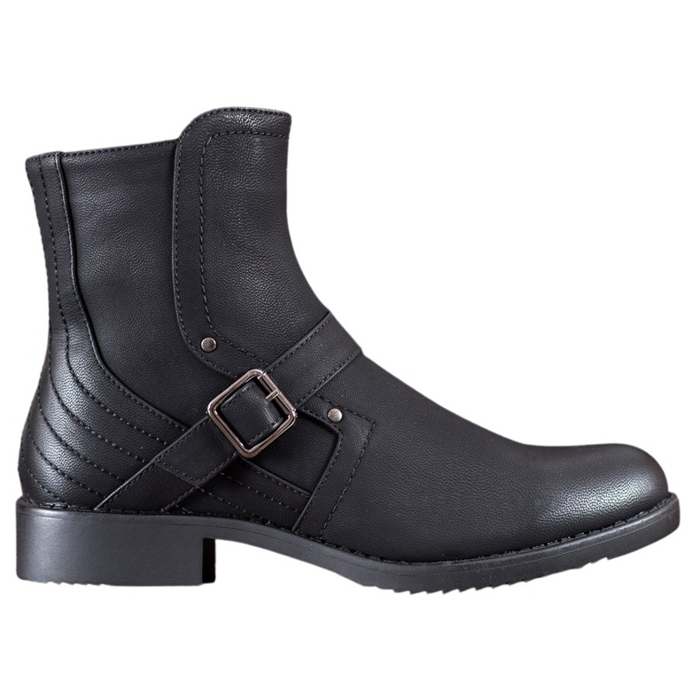 J. Star Botas de salto plano preto