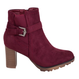 SHELOVET Botas cor de vinho com fivela vermelho