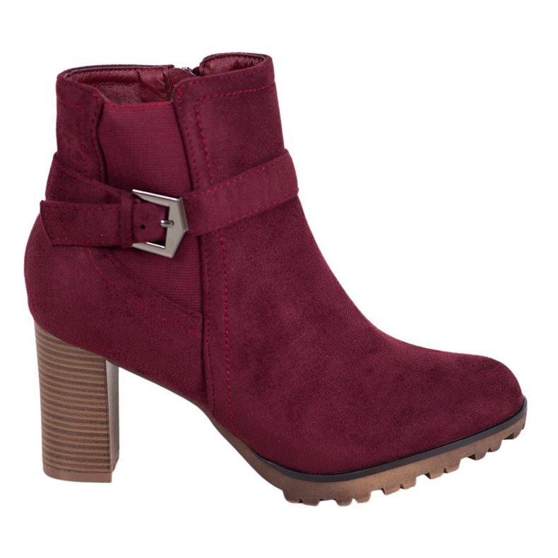 SHELOVET Botas cor de vinho com fivela vermelho