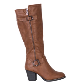 J. Star Botas confortáveis ​​com fivela castanho