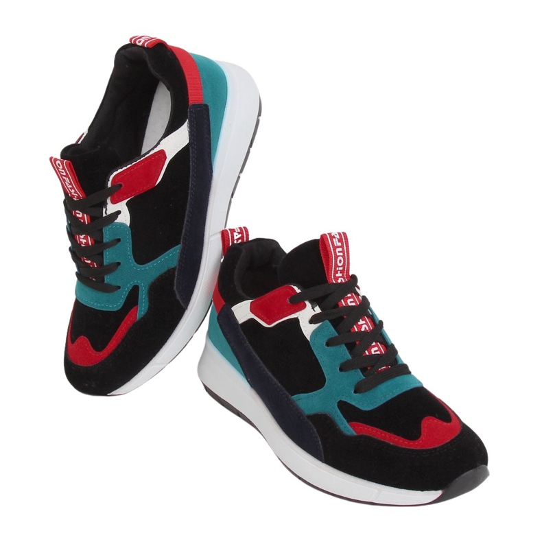 Calçados esportivos de camurça negro C9212 multicolorido Calçados esportivos de camurça negro C9212 multicolorido