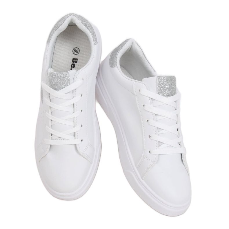 Tênis feminino branco C941 prata
