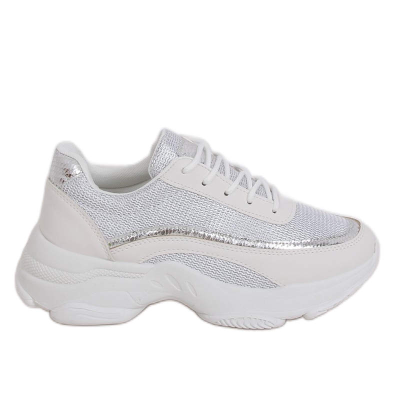 Sapatos esportivos femininos branco e prata 3178 prata