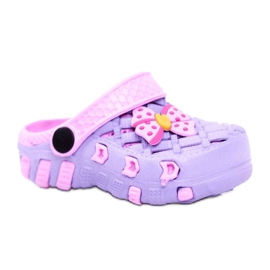 NEWS Chinelos infantis de espuma Crocs Violet Bow Susan roxo rosa