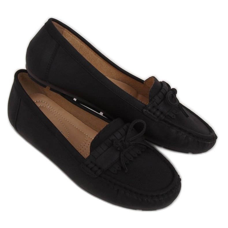Mocassins femininos negros 9F182 Preto