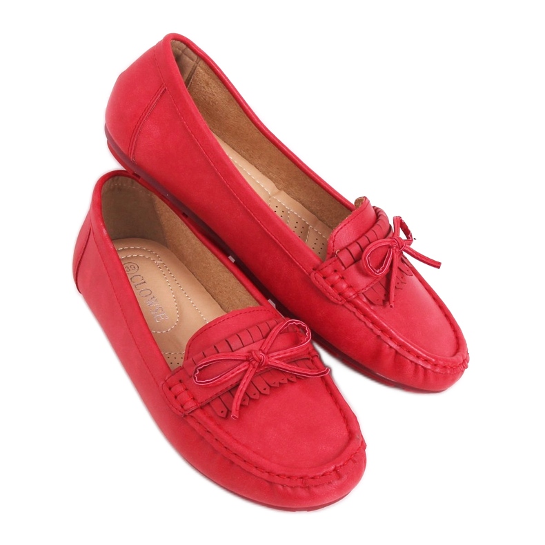 Mocassins femininos vermelhos 9F182 Vermelho