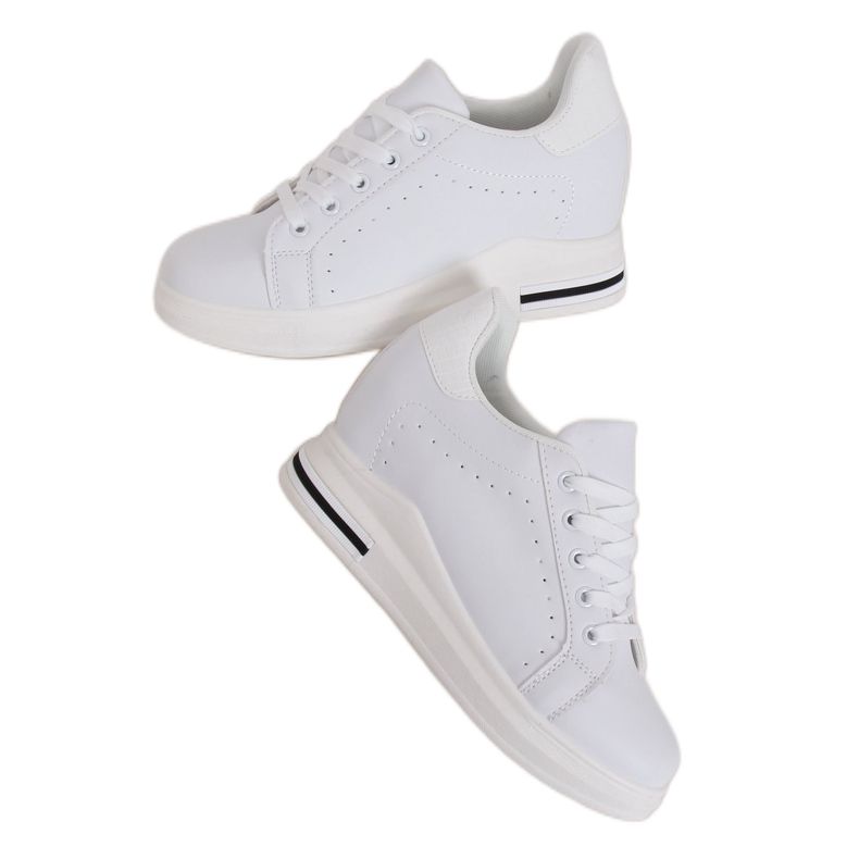 Branco MY-0367 Tênis branco com salto oculto Branco MY-0367 Tênis branco com salto oculto