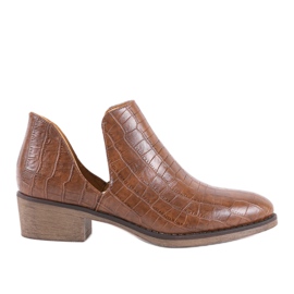 Botas de cano curto marrons com salto NS132P castanho Botas de cano curto marrons com salto NS132P castanho
