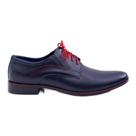 Mario Boschetti Brogues masculino, couro elegante, azul marinho Menelaos vermelho azul-marinho