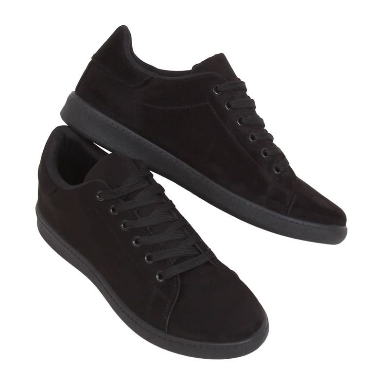 Tênis femininos pretos de camurça preta 6301