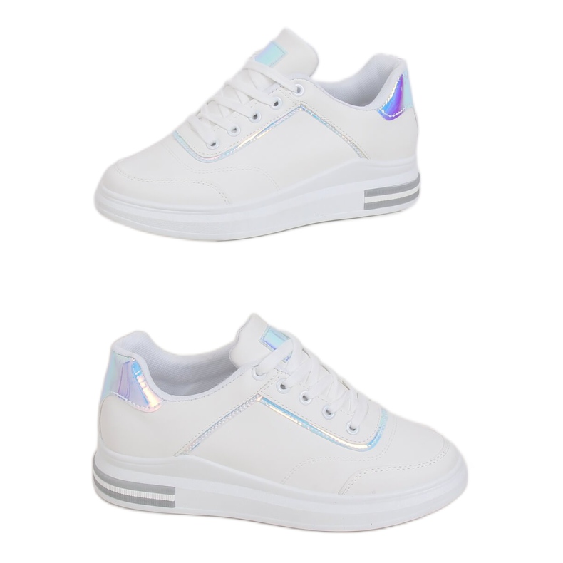 Tênis feminino branco 1239-Y prata cinza