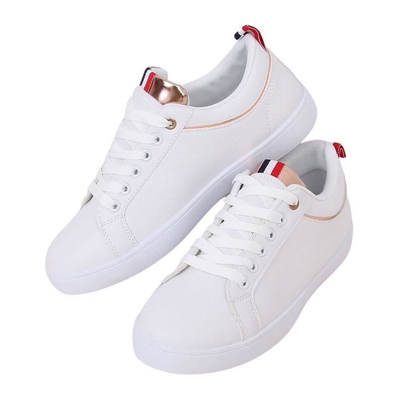 Tênis feminino branco B0-501 WHITE / CHAMPAGNE