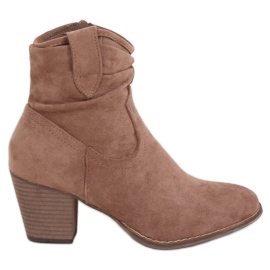 Botas bege de salto alto 100-986B0-2 Khaki marrom