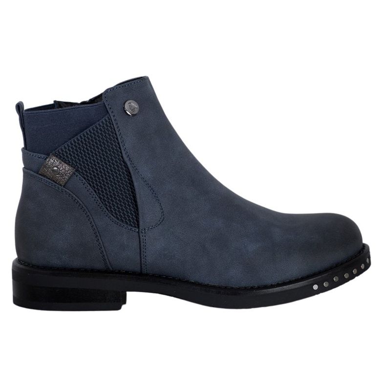 Goodin Botas de couro ecológico azul marinho azul