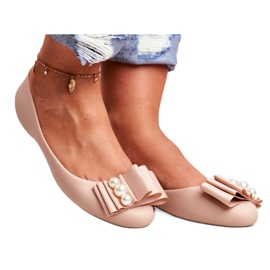 LU BOO Bailarinas de borracha Meliski faz uma reverência bege Joleen