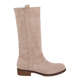 Botas com parte superior reta bege ST-19P Beige marrom
