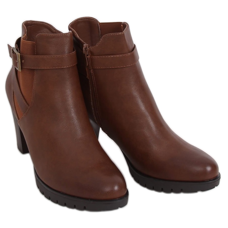 Botas marrons F-33 Camel com salto alto castanho