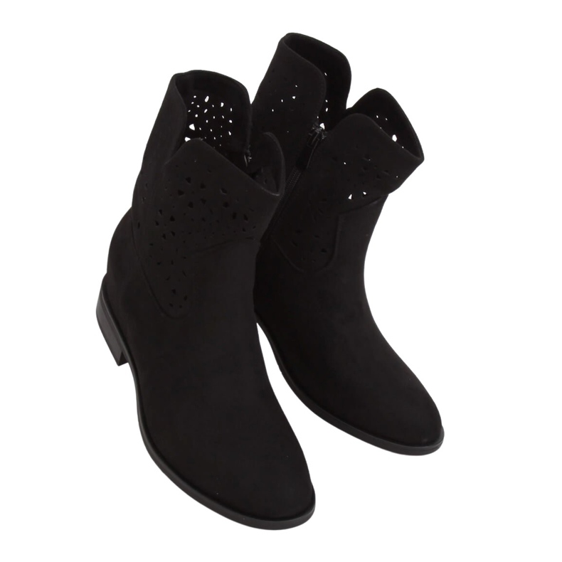 Botas de salto oculto com aberturas pretas CH2008 Preto