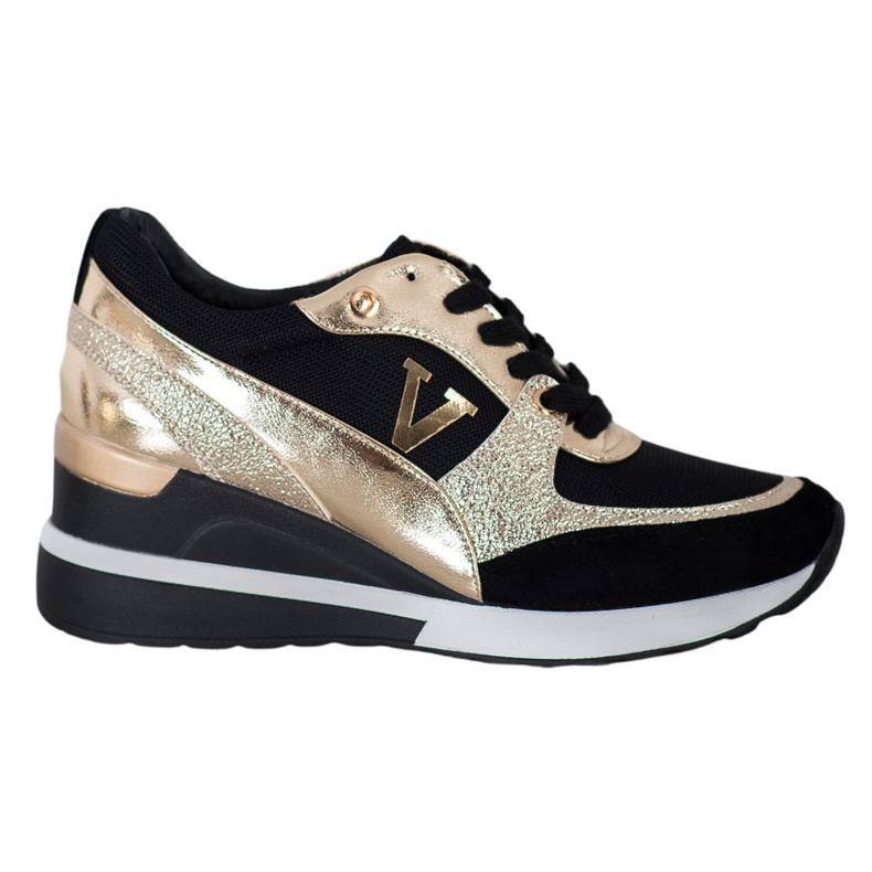 Vinceza tênis de cunha Vincez preto amarelo