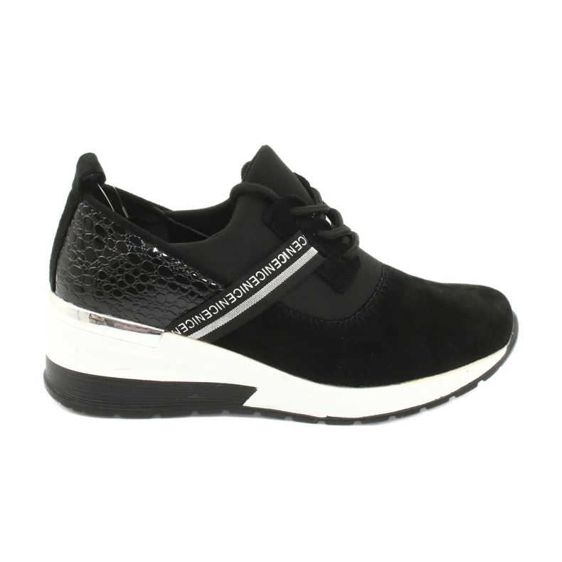 Filippo Sapatos esportivos de couro slipony DP1388 / 20 BK Nice preto prata