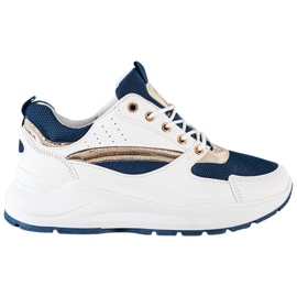 Ideal Shoes Tênis Esportivos Elegantes branco azul marinho