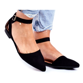 SEA Bailarinas planas pretas femininas com cinto com Allison Spitz preto SEA Bailarinas planas pretas femininas com cinto com Allison Spitz preto