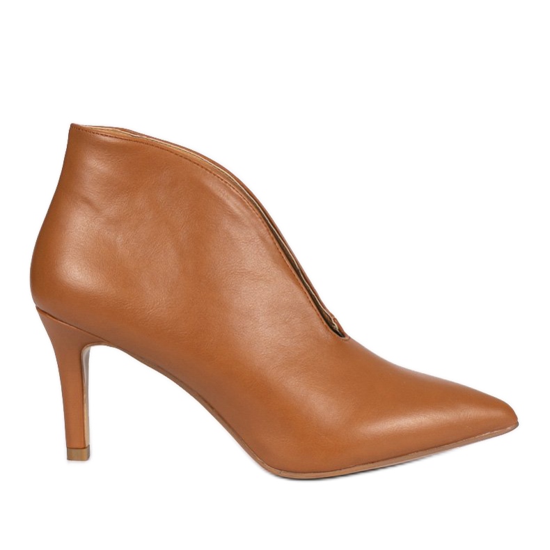 Botas marrons slip-on com recortes no salto agulha NS126P Pu castanho