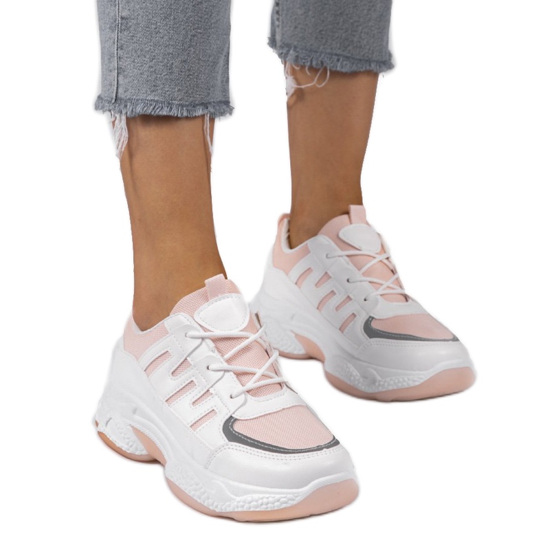 Calçados esportivos cor-de-rosa da moda BH-001 branco