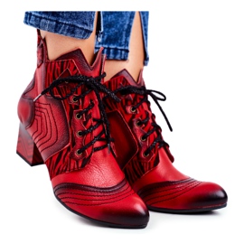 Botas femininas de couro maciejka vermelho 03194