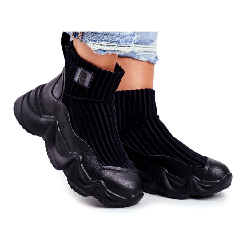 Calçados esportivos femininos de cano alto Big Star pretos GG274607