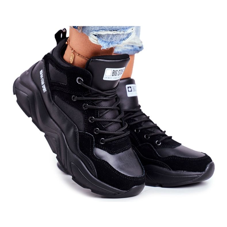 Sapatas esportivas femininas Big Star pretas GG274644 preto