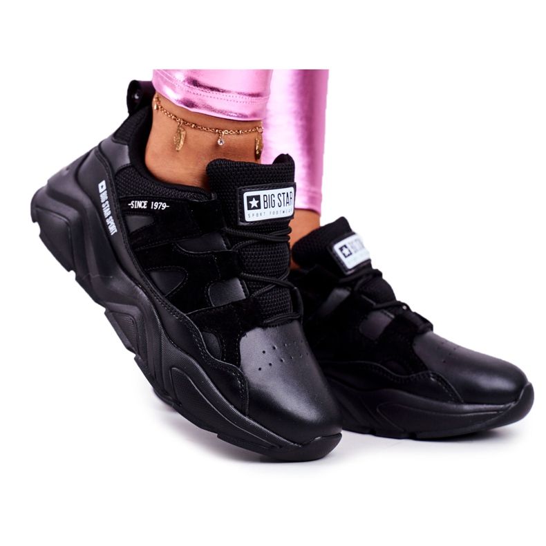 Sapatas esportivas femininas Big Star pretas GG274636 preto